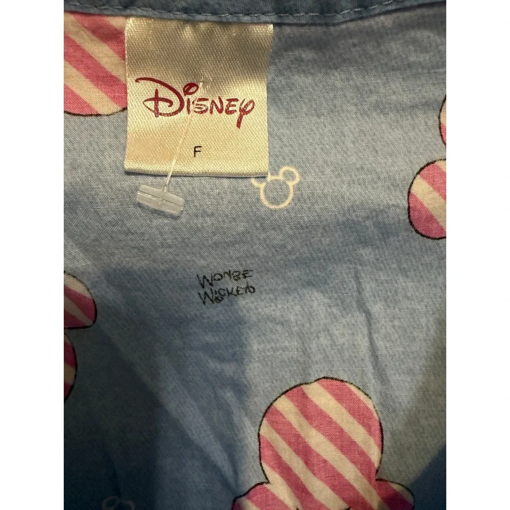 Disney Minnie Mouse Blue Pink Striped Nightgown Ruffle Hem Sleep Dress Size 4-6